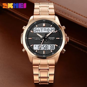 SKMEI Men Electronic Watch Dual Display Electronic Watch Multifunctional Waterproof Watch Fashion Business Style For Men 2049