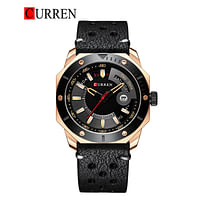 CURREN 8344 Leather men's Watches Casual Business Quartz Watch Male Clock RoseGold/Black