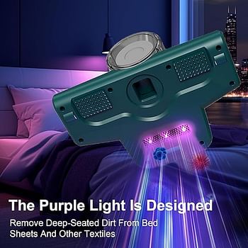 Household Mite Vacuum with UV Light, Powerful Suction, Mattress Vacuum for Sofa and Bed - green