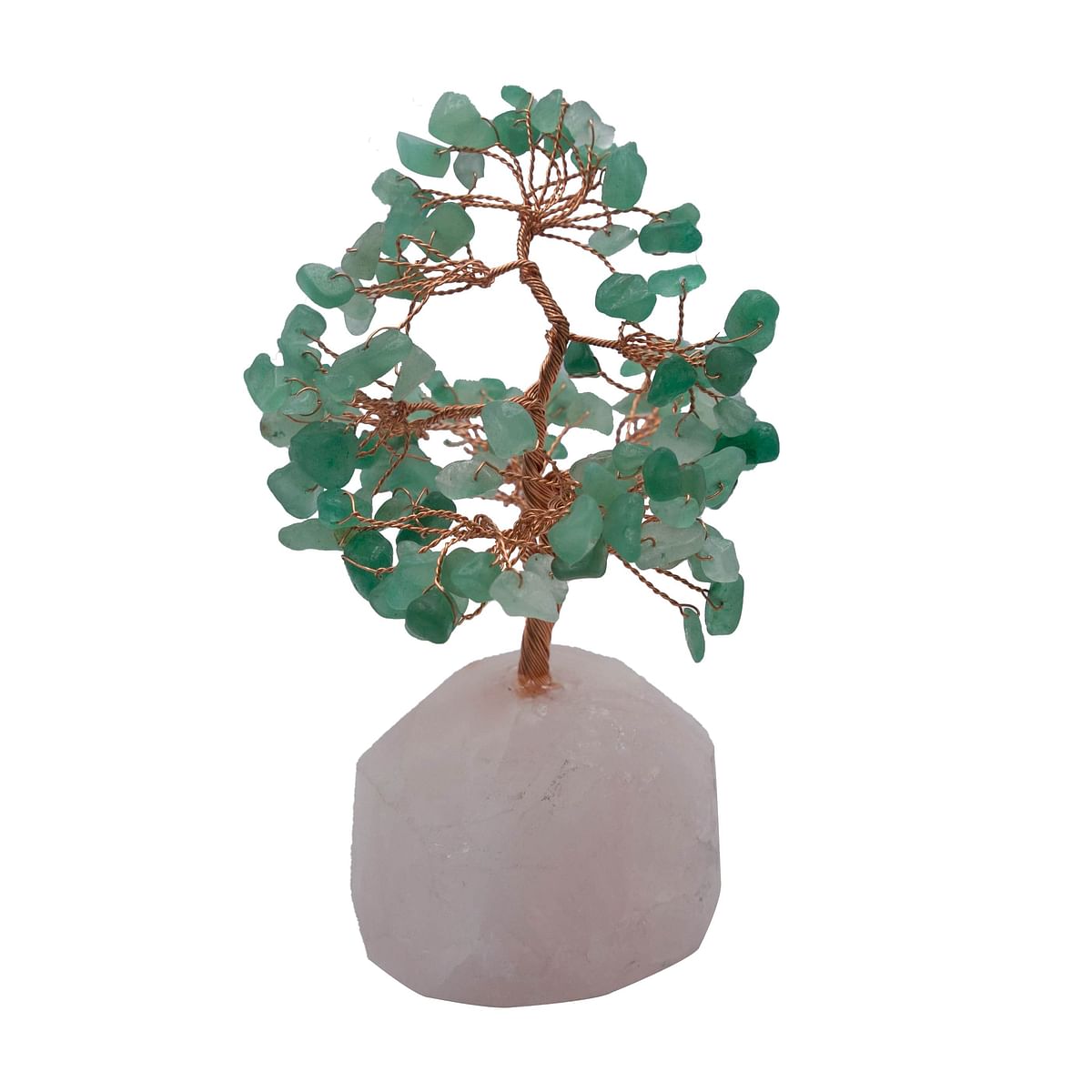 Natural Rose Quartz with Green Aventurine Crystals Tree