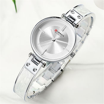 Curren 9058 Original Brand Stainless Steel Band Wrist Watch For Women / All Silver