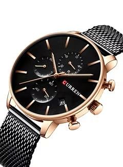 CURREN Men's Chronograph Waterproof Stainless Steel Mesh BAnd Casual Quartz Watch 8339 - 43 mm - Black