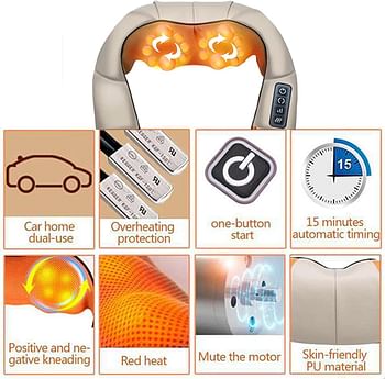 Neck and Back Massager with Soothing Heat, Electric Deep Tissue 3D Kneading Massage Pillow for Shoulder, Leg, Body Muscle Pain Relief