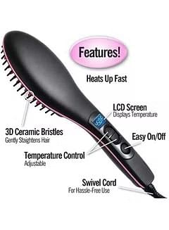 Electric Hair Straightener Brush Black/Pink