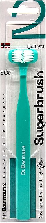 Dr. Barman's Three-sided toothbrush, turquoise  Superbrush Compact  6- 11 years (soft)