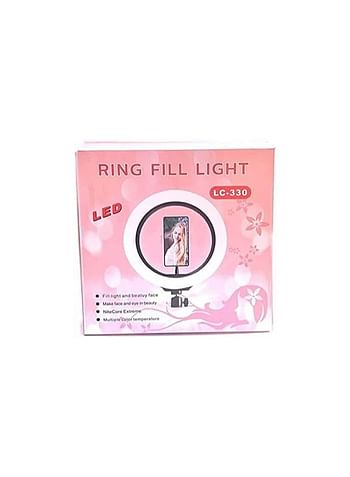 Generic LC-330 LED Selfie Ring Fill Light With Stand And Phone Holder - Black