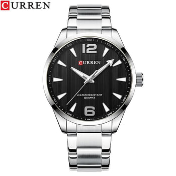 CURREN 8434 Stainless Steel Casual Analog Watch For Men Silver & Black