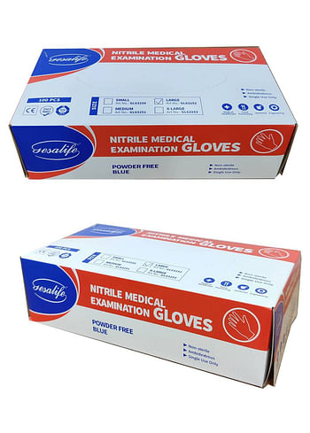 Powder Free Nitrile Disposable Blue Gloves Medium 100 Pcs