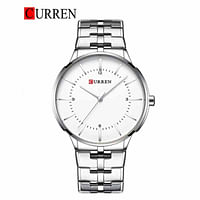 Curren 8321 Original Brand Stainless Steel Band Wrist Watch For Men - Silver and White Dial