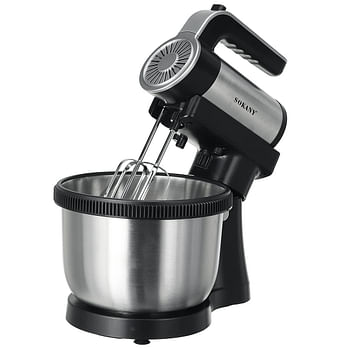 SOKANY Electric Stand Mixer 4L 5 Speed Tilt Head with Dough Rod Wire Whip & Beater Stainless Steel Bowl - EU Plug