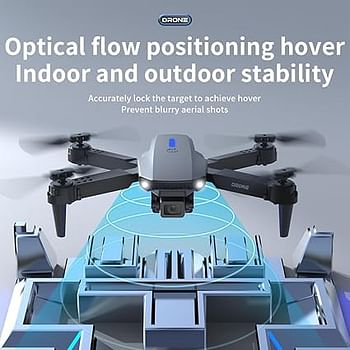 طائرة بدون طيار E88 مزودة بكاميرا 4K UHD FPV، التعرف الذكي على التقاط الصور بالإيماءات، عدسة قابلة للتعديل بزاوية 90 درجة، حقيبة حمل على الارتفاع مناسبة للمبتدئين مع مفتاح واحد للطيران/الأرض/مسار العودة - أسود