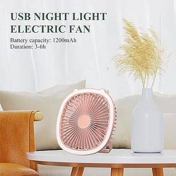 USB Desk Fan, Air Circulator Fan with Led Light, 3 Speeds Table Desktop Powered, Personal for Home, Bedroom, Office 2 in 1 and Charging Cable Powered Wall Mounted Fan Lamp random color