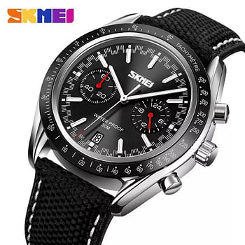 Skmei 9292 Mens Watches Quartz Movement Analog Reinforced Leather Strap 30M Waterproof Fashion Business Wrist Watch for Men Black