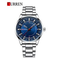 CURREN 8406 Stainless Steel Men Quartz Wristwatch Watches for Men Silver & Blue