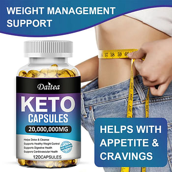 Daitea Keto Capsules - Burn Belly Fat & Lose Weight, Helps Detox and Cleanse and Supports Digestive Health  (120 Capsules)