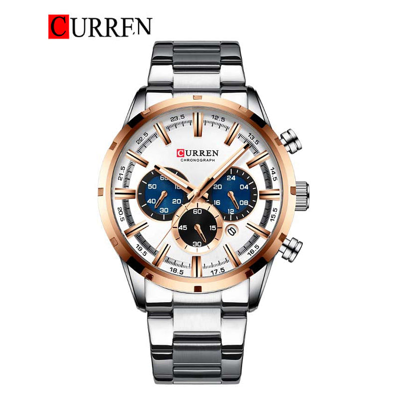 CURREN 8355 Original Brand Stainless Steel Band Wrist Watch For Men silver