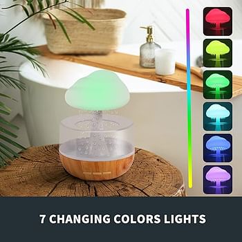 Raining Cloud Night Light Aromatherapy Essential Oil Diffuser Micro Humidifier Desk Fountain Bedside Sleeping Relaxing Mood Water Drop Sound (White)