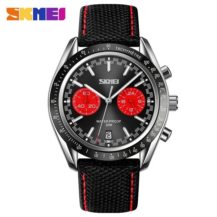 SKMEI Men Quartz Watch Waterproof Watch with Stopwatch Timing Fashion Casual Style For Men 9292 Black-Red