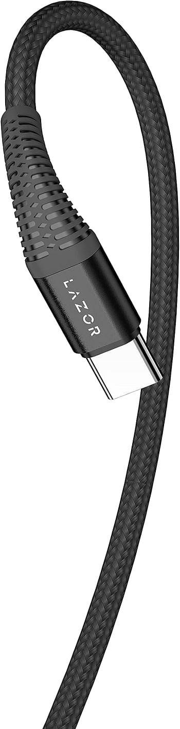 LAZOR Flow CT32 USB-A TO TYPE-C Fast Charging Cable, Premium 1 Meter, 2.4A Fast Sync and Charge Cable, Black