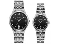 SKMEI Q024 Couple Watches 3ATM Water Resistant Luxury Fashion Japan Movt Quartz Stainless Steel S/B
