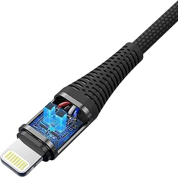 LAZOR Flow CL32 USB-A TO Lightning Fast Charging Cable, Premium 1 Meter, 2.4A Fast Sync and Charge Cable - Black