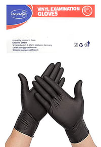 Powder Free Vinyl Disposable Black Extra Large Gloves 100 Pcs