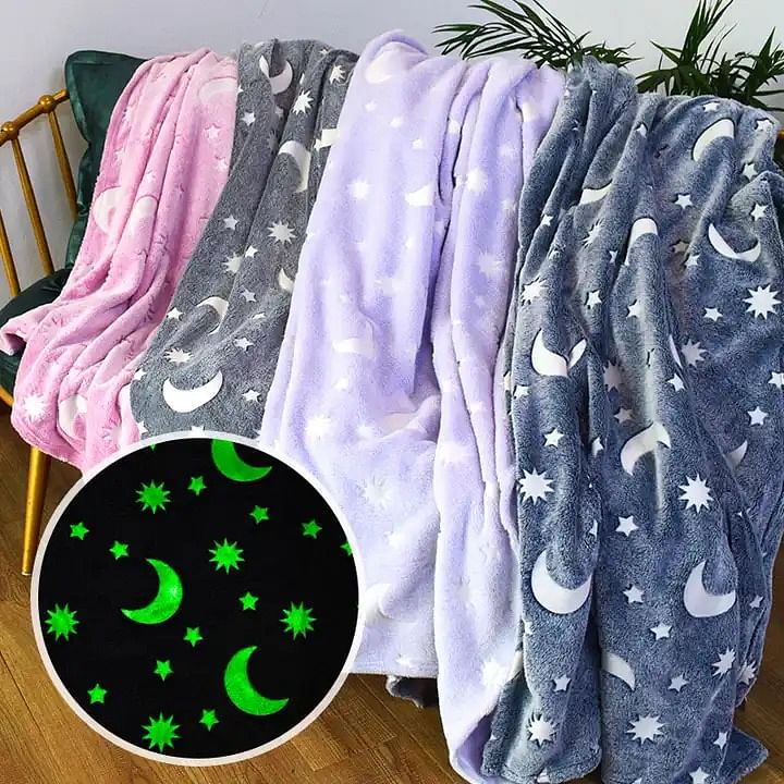 Glow in the dark luminous thick kids baby blanket flannel children blanket