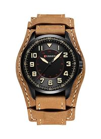 Curren 8279 Military Quartz Mens Watches Top Brand Luxury Leather Waterproof Sport Men Wristwatches Male - Coffee