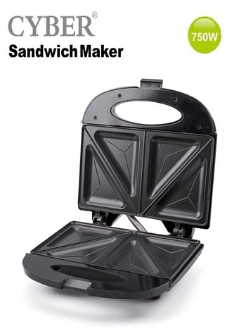 Cyber 4 Slice Sandwich Maker 750 W CYSM2260 Black With Royal Mark -22 Piece Melamine Ware Dinner Set Rmds-9722 Blue , White