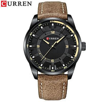Curren 8390 Original Brand Leather Straps Wrist Watch For Men - Brown and Black