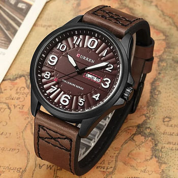 CURREN 8269 Men Wrist Watch Man Sports Male Watches Leather Wristwatch Chocolate/Black