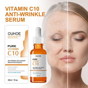 Pure Vitamin C Serum with Niacinamide for Wrinkles, Dark Spots & Premature Sun Damage - Facial Glow Serum for Face Brightening, Anti-Aging and Eye Treatment (30ml)