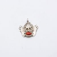 Antique Rare Find 925 Sterling Silver Dragon with Coral Pendant 5.9 grams