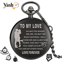 Yash Retro Style I Love You Quartz Pocket Watch For Husband Wife Couples