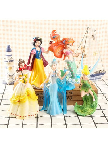 5 Pieces Princess Doll Action Figures Birthday Cartoon Cake Topper Set Cake Decoration Mini Toys For Kids Baby Shower Theme Party Supplies