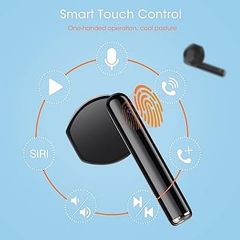 Blackview Bluetooth Earbuds Airbuds6, Wireless Headphones in-Ear, Bluetooth 5.3, Long Playtime, Ultra-Light and Ergonomic Wireless Earphones, Touch Control, IPX7 Waterproof Sport Wireless Headphones - Black