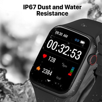 Promate Smart Watch, Bluetooth 5.0 Health and Fitness Tracker with 1.9” TFT Display, 10-15 Day Battery Life, 100 Watch Faces, 30 Sports Modes and IP67 Water Resistance for iPhone 14, Galaxy S22, XWatch-B19.Black