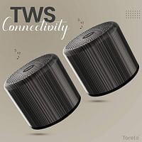 TORETO Wireless Speaker, Portable Bluetooth Speaker With Hd Sound Quality 5w Stereo Sound, Upto 4 Hours Playtime, Tws True Wireless Function, Inbuilt Mic And 600 Mah Battery (wooden,tor-347 ) (BLACK)