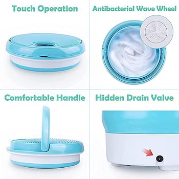 Portable Foldable Lightweight Convenient Mini Bucket Washing Machine for Baby Clothes Kitchen Portable Mini Folding Travelling Camping Cloth Washing Machine