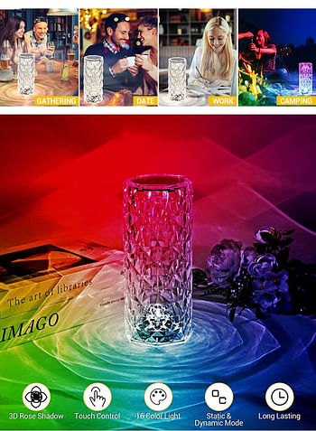 We Happy LED Crystal Table Lamp Multicolored Lights with Remote and C Type USB Charger Perfect for Home Decor