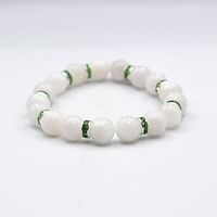 Moonstone Crystal Bracelet 10mm - White Color Beads with Green