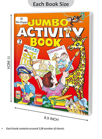 Pack of 2 We Happy Jumbo Coloring and Activity Book-2, Educational and Fun Learning Activities for Kids with different Challenges Drawings and Enjoyable Games