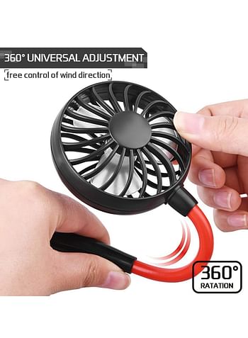 Portable Fan 360 Degree Universal Adjustment USB Rechargeable with Dual Wind Head Fan Hand Free Wearable Neckband Fan Large Speed Range, Intelligent Wind Speed Control Operated, Convenient And Fast Sports, Leisure, Office, Fitness Lower Wind Noise