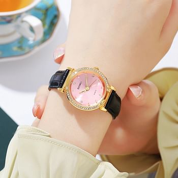 SKMEI 2072 Luxury Genuine Leather Strap Quartz Wristwatch For Ladies