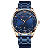 Curren 8356 Original Brand Stainless Steel Band Wrist Watch For Men - Blue