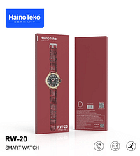 هاينو تيكو ألمانيا RW20 الإصدار الماسي ساعة ذكية كلاسيكية مستديرة مع حزامين للنساء والفتيات باللون الأحمر