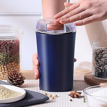 Coffee Grinder Electric and Spice Grinder, 350ml Large Capacity Coffee Bean Grinder, 200W Powerful Dry and Wet Grinder for Nuts, Flax Seeds, Herbs, Peanuts, Grains, Portabl Compact - 6 Blades