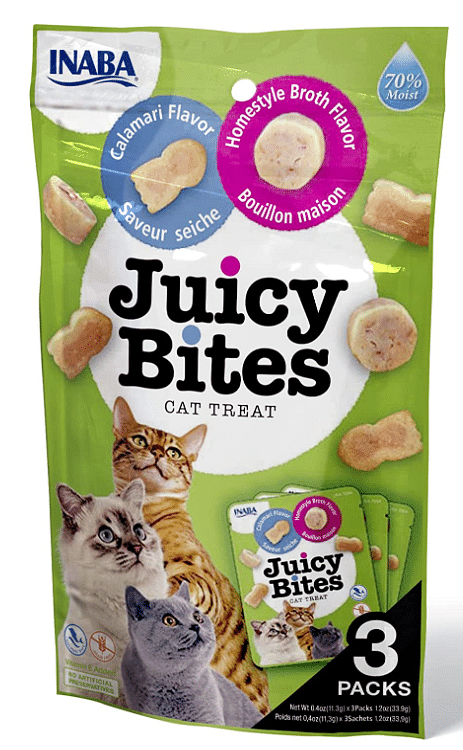 Inaba Juicy Bites Homestyle Broth & Calamari Flavor 33.9g / 3 أكياس في كل عبوة