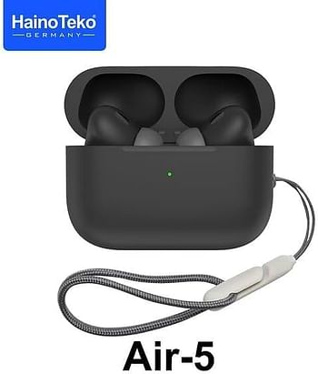 Haino Teko Germany AIR-5 Wireless In Ear Bluetooth Earphone, Free Silicon Cover With Hook, Original German Quality Compatible with IOS And Android Devices - Black