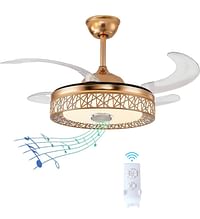 Genius 42 inch ceiling Fan with LED light kit remote control modern blade noiseless copper motor dimming and color temperature adjustment 3-speed tricolor adjustable
